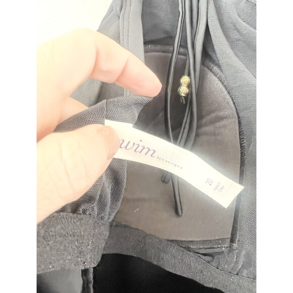 Lane Bryant Cacique Necklace Swim Tankini Built in No Wire Bra Black Plus 20W 2X - Picture 8 of 9